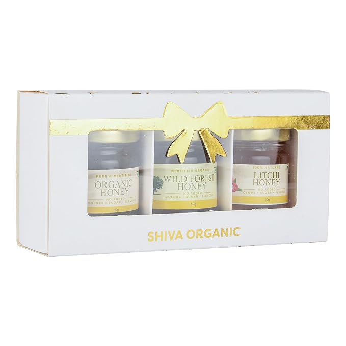 White and Gold Gift Box (3 x 50g Natural Honey)