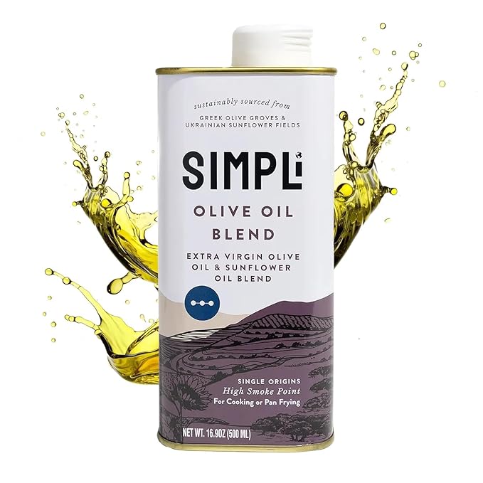 SIMPLi Oil Blend Olive Oil Extra Virgin Cold Pressed High Smoke Point Nutty and Herbaceous Flavor (2 Pack 16.9 oz each)
