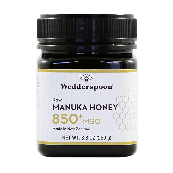 Wedderspoon Raw Manuka Honey 850+ MGO 8.8 Oz Unpasteurized New Zealand Honey Non-GMO BPA-Free Jar Superfood &amp Natural Wellness Support