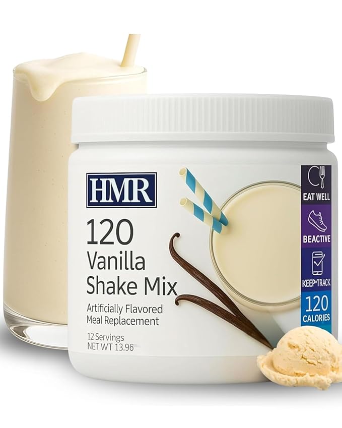 HMR 120 Chocolate Shake &amp 120 Vanilla Shake Meal Replacement Powder Twin Pack 12g Protein 120 Cal 2 Canisters of 12 Servings Each (Van/Choc)