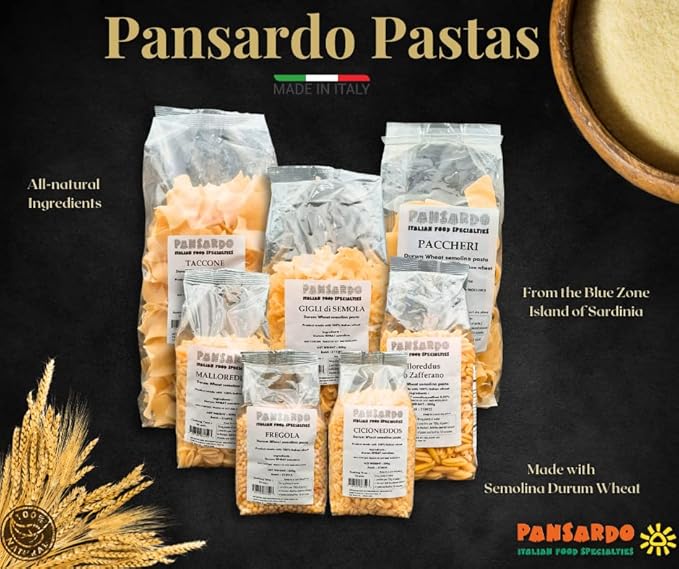 PANSARDO Fregola Durum Wheat Semolina Italian Pasta - 4 Pack
