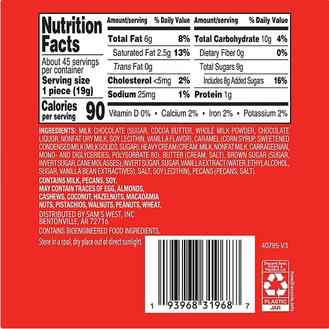 MM Milk Chocolate Pecan Caramel Clusters 30.2 oz Jar (855 g) Crunchy Pecans in Creamy Chocolate