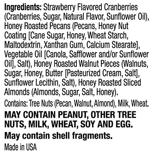 Salad Pizazz! Dried Strawberry Flavored Cranberries &amp Honey Roasted Pecans Walnuts &amp Almonds Salad Topper - 3.75 Ounce (Pack of 12)