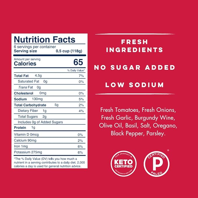 Yo Mama's Foods Keto Pasta Sauces - Pack of (6) - No Sugar Added Gluten Free Preservative Free Paleo Friendly and Made with Whole Non-GMO Tomatoes!
