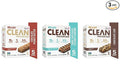 Ready Clean Protein Bars Variety pack Chocolate Peanut Butter Chocolate Chip Dark Chocolate Coconut Almond 5 servings per case total 3 cases/15 individual servings.