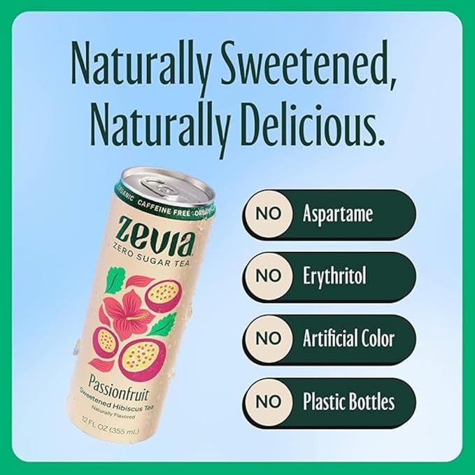 Zevia Organic Sugar Free Iced Tea Tea Refresher Variety Pack 12 Ounce Cans (Pack of 12)