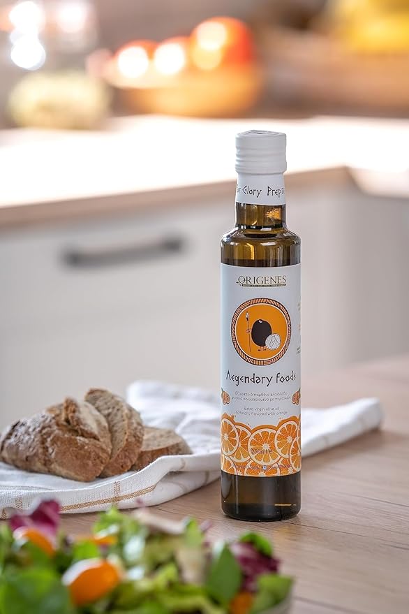 Pack of 2 Extra Virgin Flavored Olive Oil 1 Bottle Lemon Infused 1 Bottle Orange Infused EVOO Cold Pressed Polyphenol Rich EVOO Intense Flavor Olive Oil Extra Virgin from Laconia 2X250ml