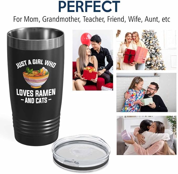 Ramen Lover Black Edition Tumbler 20oz - Just a girl who loves - Food Lovers chicken pumpkin vegan pantry spicy noodles