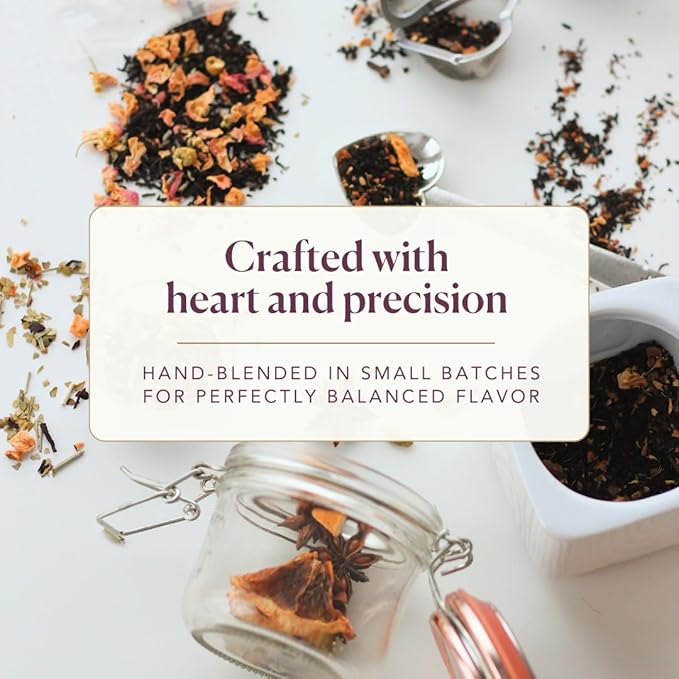 Herbal Tea Sampler – 5 Caffeine-Free Loose Leaf Blends for Sleep and Relaxation Fruity and Dessert-Inspired Flavors 75 to 100 Cups – Handcrafted in USA – Plum Deluxe