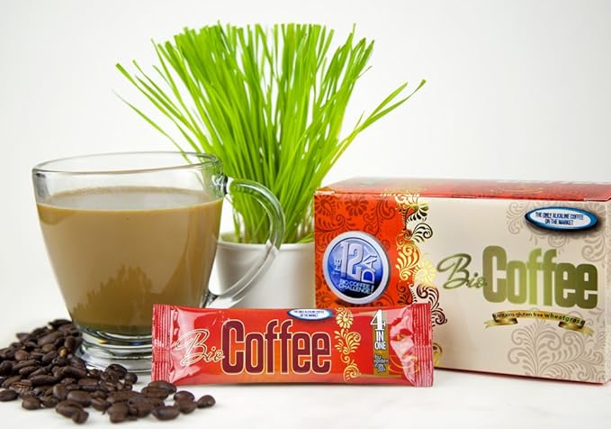 Bio Coffee- First Organic Instant Non-dairy Alkaline Coffee (3 Boxes 48 total sachets)