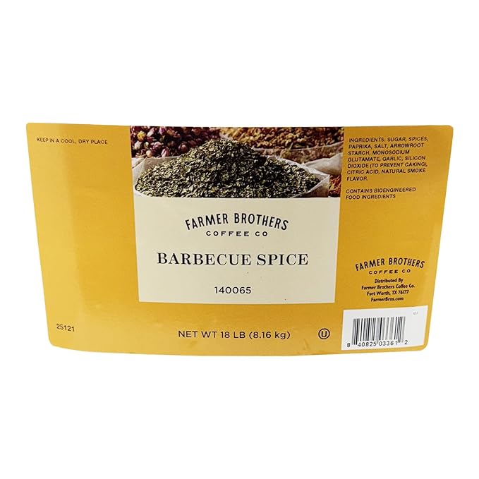 Farmer Brothers Barbecue Spice 18 lb Bulk Container – Bold BBQ Seasoning with Natural Smoke Flavor