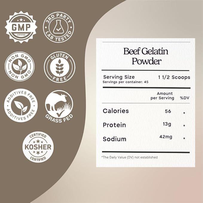 Zen Principle Grass-Fed Gelatin Powder 1.5 lb. Custom Anti-Aging Protein for Healthy Hair Skin Joints &amp Nails. Paleo and Keto Friendly. Cooking and Baking. GMO-Free and Gluten-Free. Unflavored.
