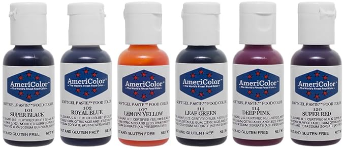 AmeriColor Basic Six Kit Soft Gel Paste Food Color 0.75 Ounce 6 Pack Kit