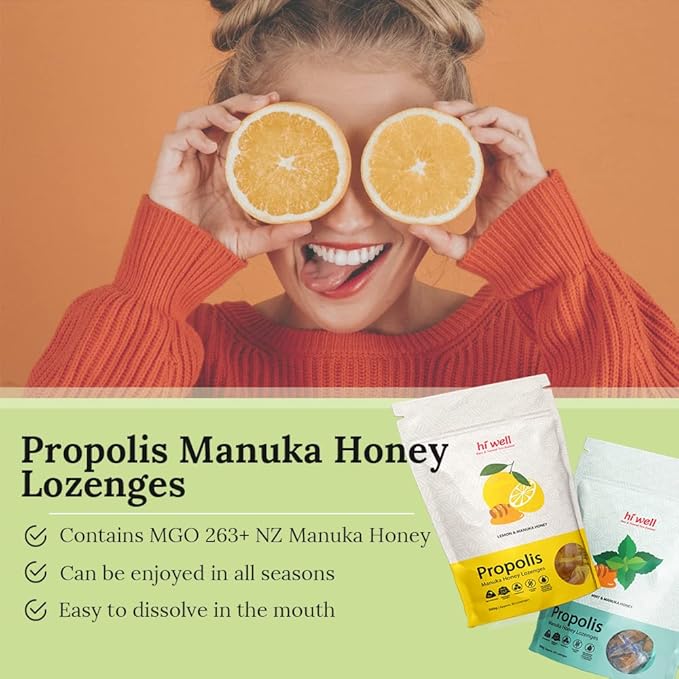 Lozenges Pack (Hi Well Propolis Manuka Honey Lozenges Lemon&ampManuka Honey 500g + Hi Well Propolis Manuka Honey Lozenges Mint&ampManuka Honey 500g)