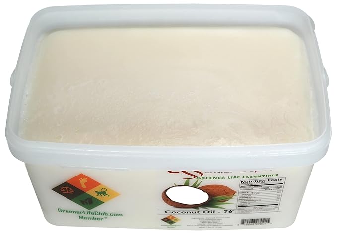 Coconut Oil - 76F - 7 lb - No Scent/Odor - also called Coconut Butter - Food Grade - safety sealed PP container with resealable lid and removeable and re-attachable handle - microwave-safe freezer-sa