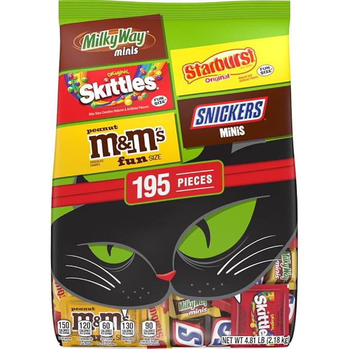 M&ampM'S SNICKERS &amp More Mini and Fun Size Halloween Candy Assorted Chocolate Candy Variety Pack195 Ct Bulk Bag