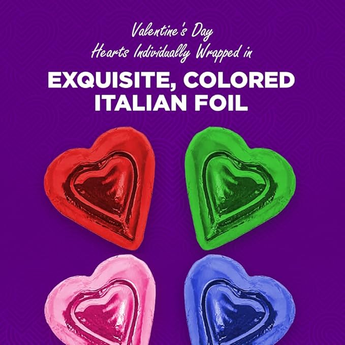 Madelaine Milk Chocolate Mini Hearts Individually Wrapped Rainbow Foil - Easter Candy Bulk for Kids Classroom Gifts &amp Treat Bags 12 oz