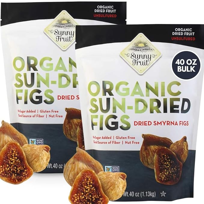Sunny's Fruit Organic Turkish Dried Figs 2.5 Pound Bulk Bag | Healthy Sweet Snack | ORGANIC NON-GMO VEGAN HALAL KOSHER NO PRESERVATIVES NO SUGAR ADDED (Pack of 2)
