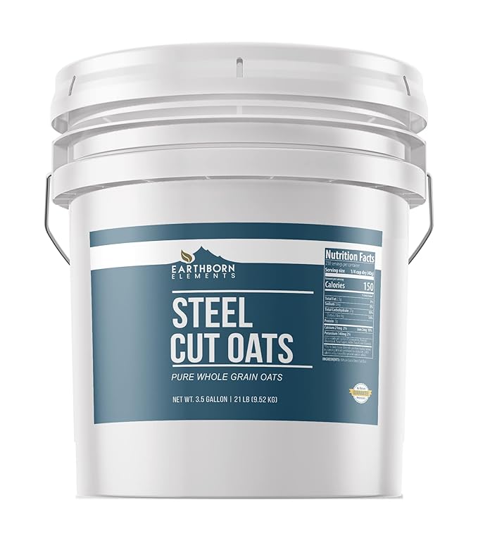 Earthborn Elements Steel Cut Oats 3.5 Gallon Bucket Also Called Irish Oatmeal Breakfast Resealable Bucket
