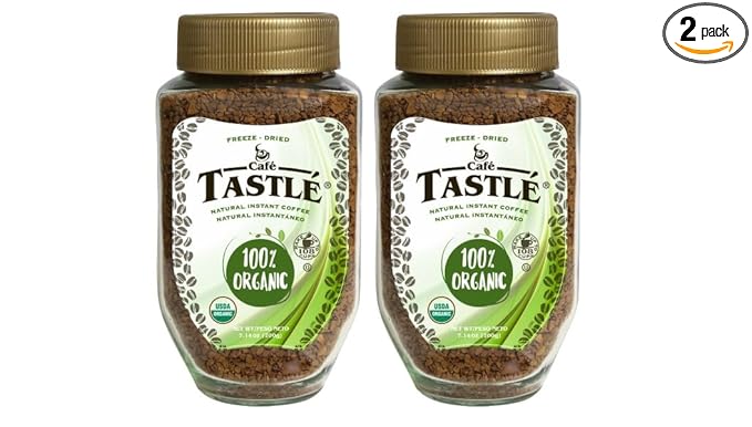 Cafe Tastlé 100% Organic Instant Coffee 2 jars of 7.14 oz (14.28 Oz)