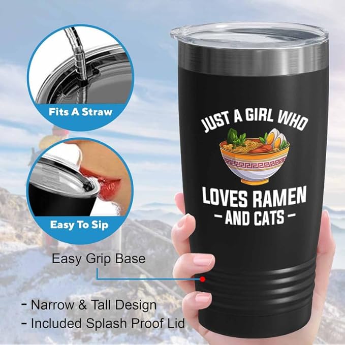 Ramen Lover Black Edition Tumbler 20oz - Just a girl who loves - Food Lovers chicken pumpkin vegan pantry spicy noodles