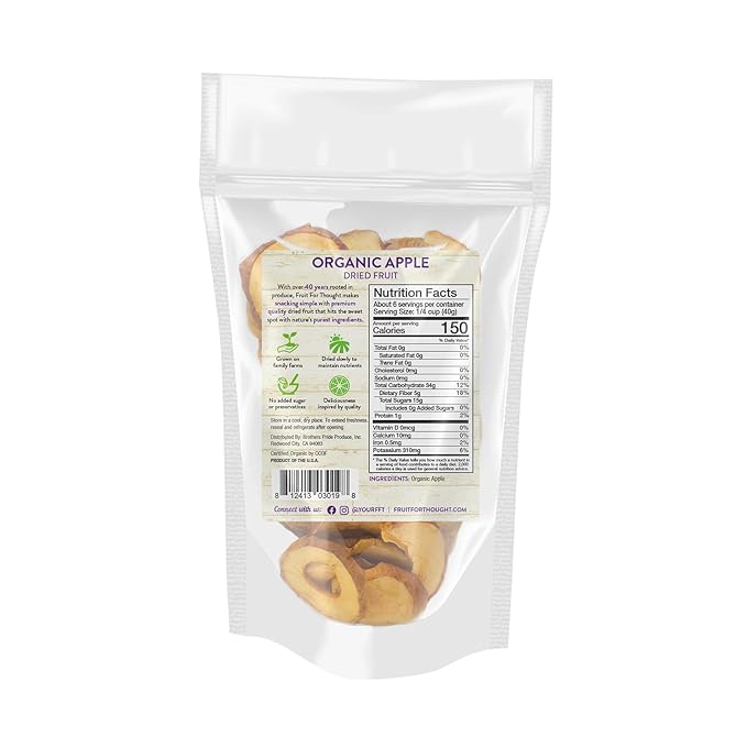 Fruit for Thought Dried Fruit (Organic Dried Apple 8 Ounce (Pack of 2))