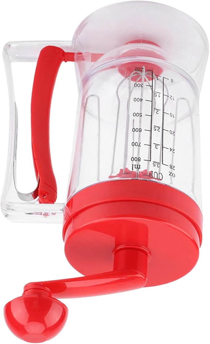 Handheld Batter Tool | Manual Pancake/Cupcake Mixer | ABS Baking Device with Scale | Safe &amp Easy to Maintain | 21.5cm for Cakes/Waffles