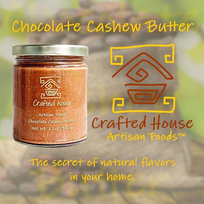 Crafted House Chocolate Cashew Butter 12 oz (4 Pack) Chocolate Spread - Healthy &amp Dark Vegan Natural Organic Cashew Butter - Non-GMO Gluten Free Dairy Free Vegan