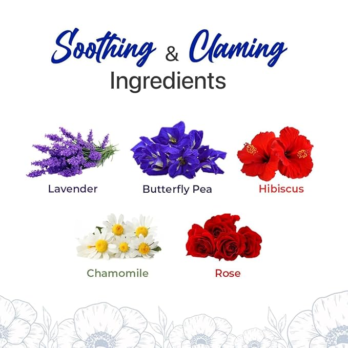 BLUE TEA - Flower Tea Combo - 5.64 Oz (Pack of 5) | Butterfly Pea Rose Hibiscus Chamomile Lavender | VARIETY PACK | Caffeine Free - Non-Bitter - Herbal Tea - Flower Based | Pet Jar Pack