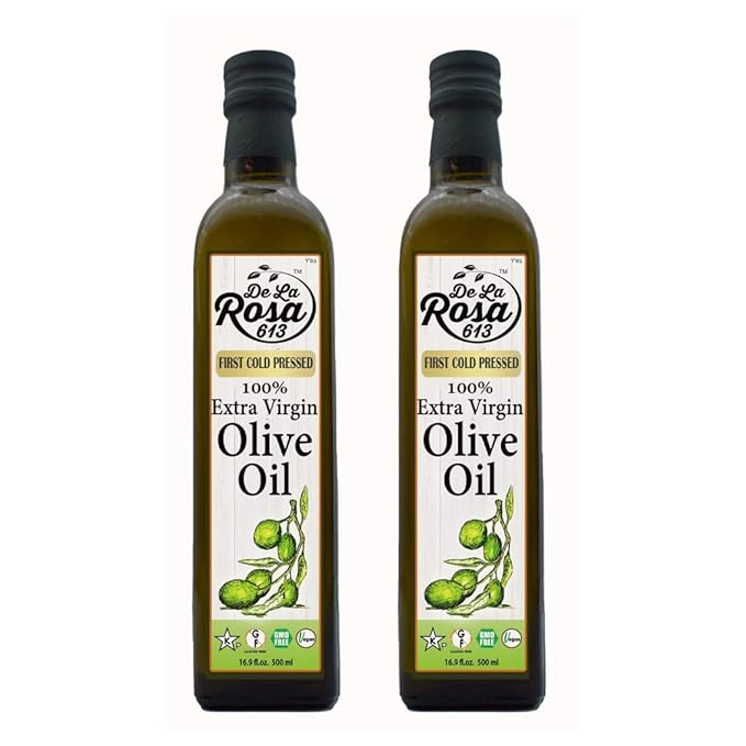 De La Rosa Extra Virgin olive Oil First Cold Pressed Vegan Kosher Non-GMO &amp Gluten-Free Great for Salad Dressings Marinades &amp More Olive Oil Extra Virgin 16.9 Oz (Pack of 2)