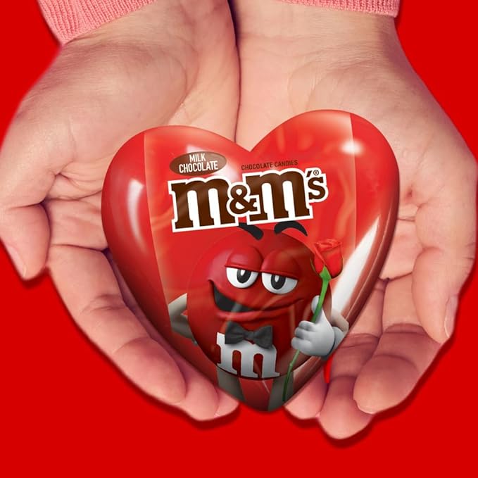 M&ampM’S Milk Chocolate Fun Size Filled Heart Valentine's Day Candy 0.93oz Pack of 12
