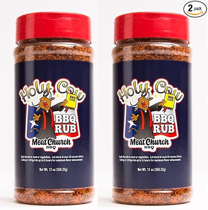Meat Church BBQ Rub Combo: Two Bottles of Holy Cow (12 oz) BBQ Rub and Seasoning for Meat and Vegetables Gluten Free Total of 24 Ounces