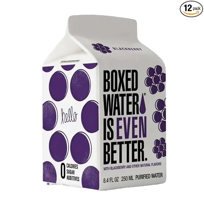 BOXED WATER IS BETTER 8.5 oz. (24 Pack) - Blackberry Flavored BPA-Free Refillable Cartons Sustainable Alternative to Premium Plastic Bottled Water Mini Water for Kids