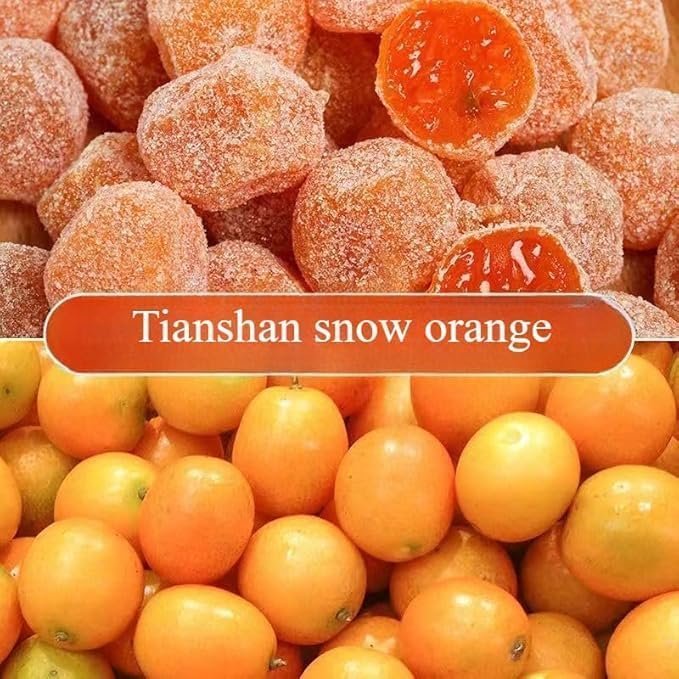 2 flavors Rock sugar dried kumquatnatural dried kumquat candied fruit 500g/cannutritious preserved fruit snacksfrosted Sweet OrangedessertsteaDim sum (2 flavors Mix and match2 can)