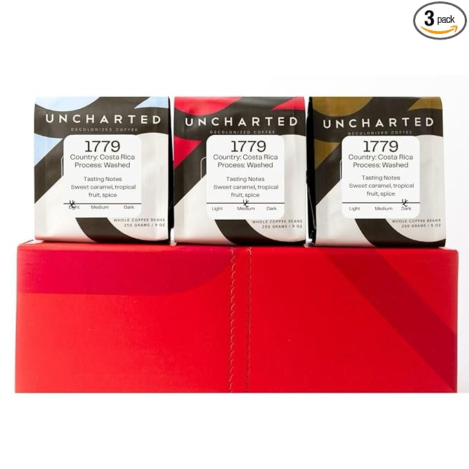 Single-Origin Organic Coffee Beans Gift Box Light Medium or Dark Roast Organic Whole Bean Coffee 3 Pack Explorer 1779 Costa Rica by Uncharted Coffee