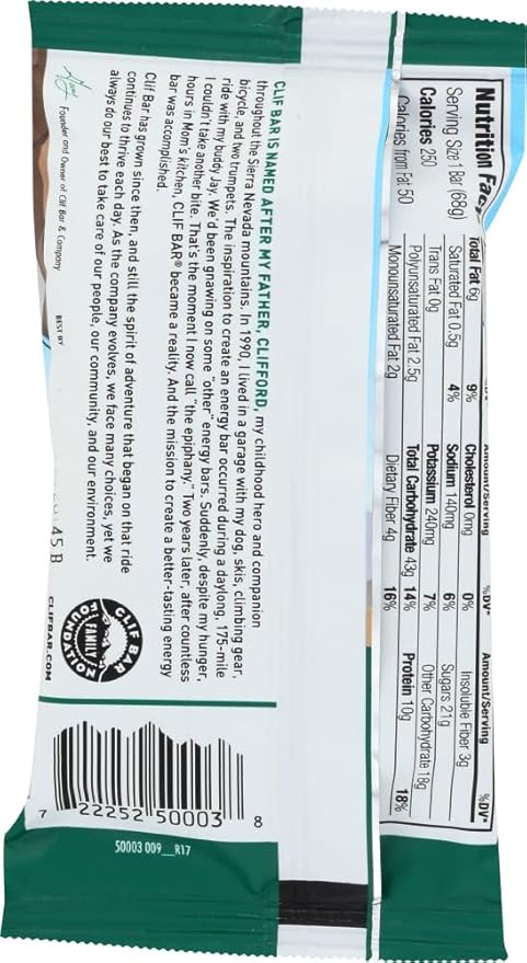 Clif Organic Oatmeal Raisin Walnut Bar 2.4 Ounce - 36 per case.