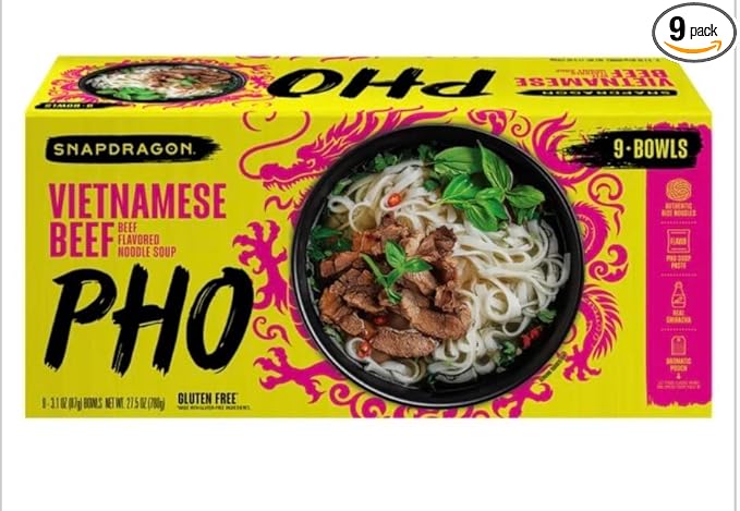 Vietnamese Pho Beef Noodle Soup Gluten Free 9 Bowls with Chili Oil 24.1 oz