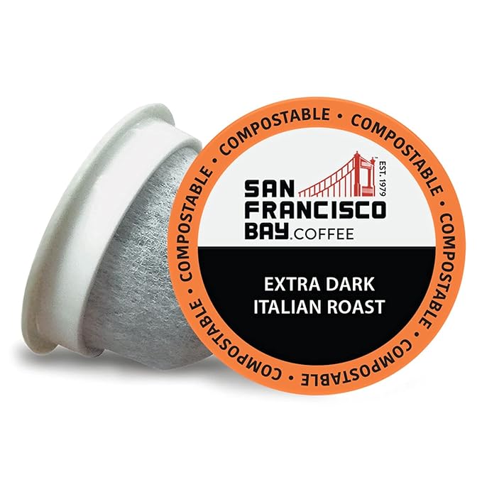 San Francisco Bay Compostable Coffee Pods - Extra Dark Italian (80 Ct) K Cup Compatible including Keurig 2.0 Dark Roast
