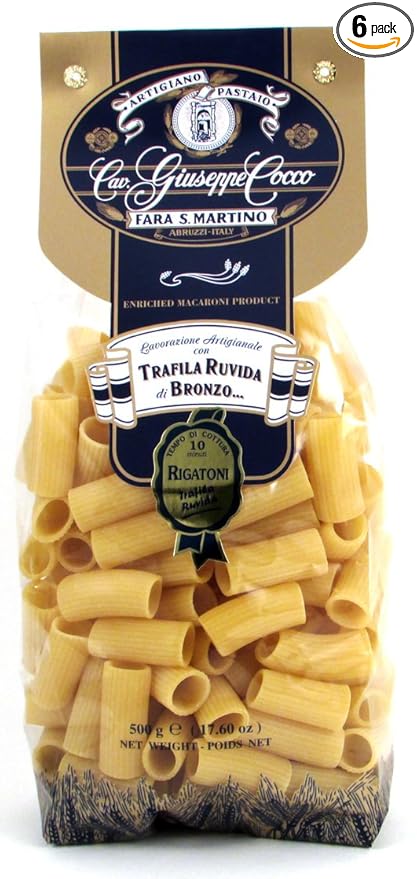 Giuseppe Cocco (6 pack) Rigatoni Artisan Pasta hand-made slow dried in 500g bags from Italy