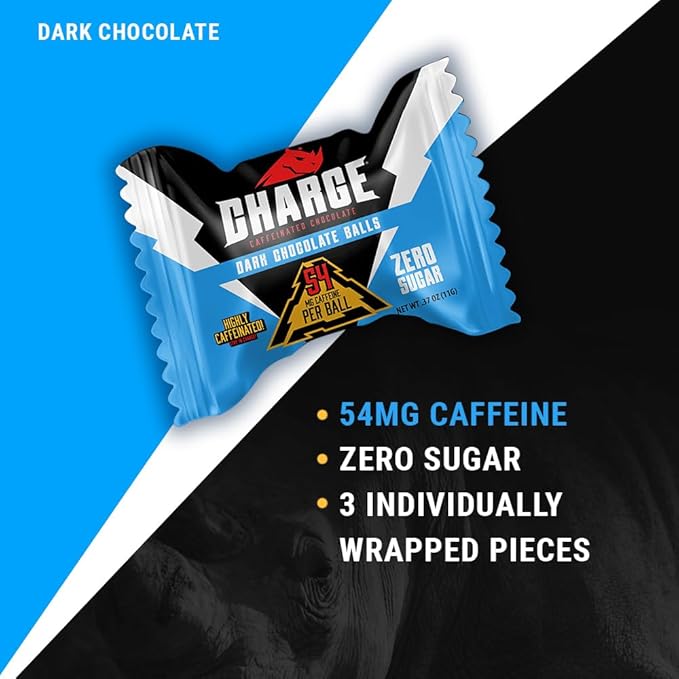 Charge Chocolate DARK CHOCOLATE 80 Count - 54mg Caffeine No Added Sugar Vegetarian - by Charge Caffeinated Chocolates