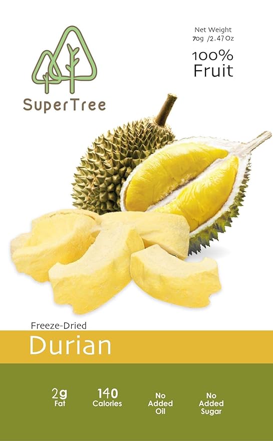 Premium Whole Freeze Dried Tropical Fruits 100% fruits natural 70g (2.5 oz) nothing else added. (1-pack Durian)