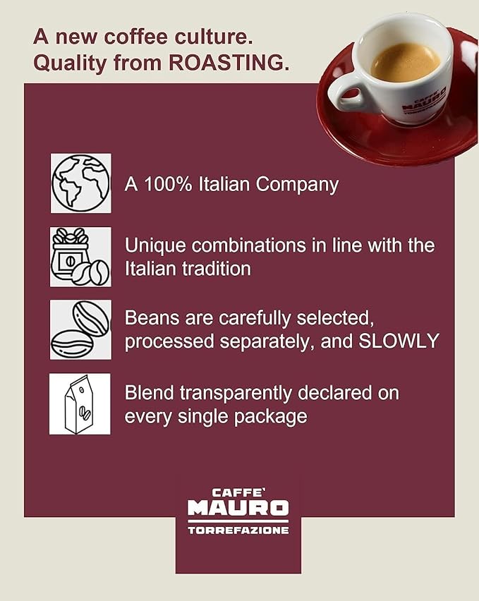 Caffe Mauro Coffee Beans from Italy 2.2 lbs. (1kg)(Pack of 3) De Luxe Roasted Espresso Coffee Beans - 70% Arabica - 30% Robusta