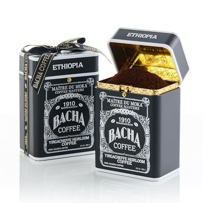 Bacha Coffee | Yirgacheffe Heirloom Single Origin Ground Beans Medium Roast 100% Arabica Specialty Coffee 250g Signature Nomad Collection Gift Box