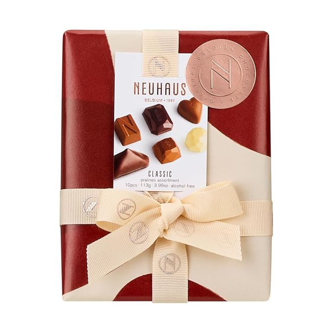 Neuhaus Belgian Chocolate Gift Box 1/4 lb Ballotin – 10 Iconic Assorted Milk Dark &amp White Chocolate Pralines – Romantic Gourmet Gift