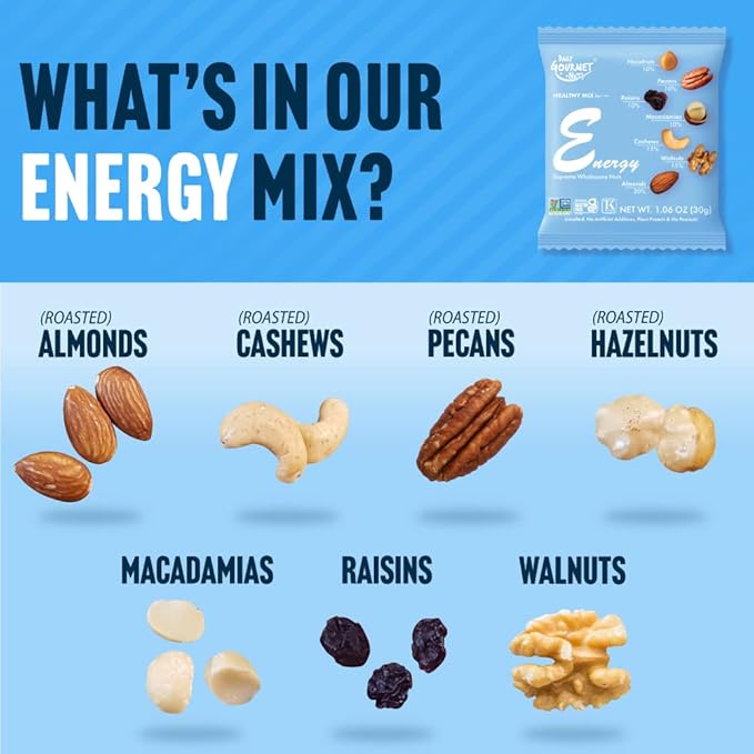 Daily Gourmet Nuts - Unsalted Mixed Nuts Snack Packs/Individually Wrapped Snacks/Nut Snacks/No Peanuts/Healthy Trail Mix Individual Packs/Deluxe Assorted Snacks