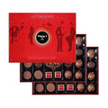 Luxurious Chocolate Assortment in Red Tin Box Milk Chocolate and Dark CHocolate BonbonsAssortment 44 Pieces