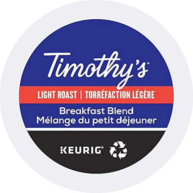 Timothy's Breakfast Blend Coffee Single-Serve Keurig K-Cup Pods Light Roast Coffee 24 Count