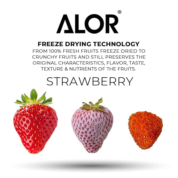 ALOR 100% Natural Dried Mixed Fruit – Unsweetened No Sugar Added Pure Fruit Snack Medley – Crunchy Light Crispy &amp Gluten-Free – Healthy Freeze-Dried Fruit Mix (15 Grams x 8 Packs - Assorted P