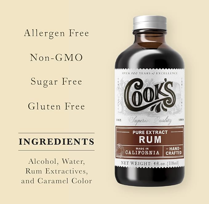 Cook's Pure Rum Extract For Baking Ice Cream Candies Cakes 32 oz