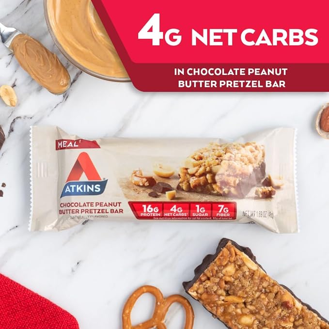 Atkins Chocolate Peanut Butter Pretzel Bar - 5 CT